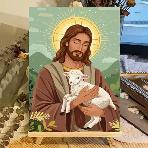 ICYANART Paint by Numbers for Adults Framed, Jesus Number Painting 8x12In - Image 2