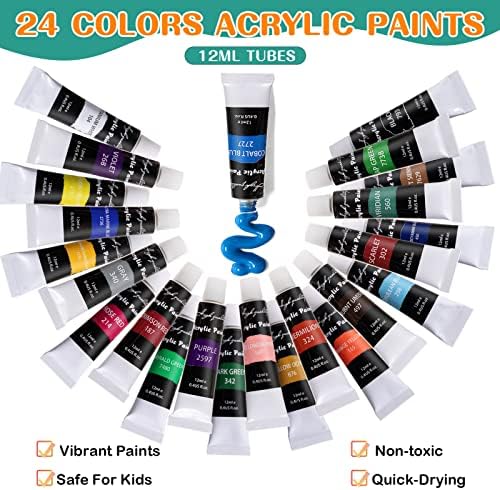 koseibal Kids Acrylic Paint Set with Canvas, Easel, More Art Supplies - Image 3