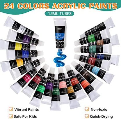 koseibal Kids Acrylic Paint Set with Canvas, Easel, More Art Supplies - Image 3