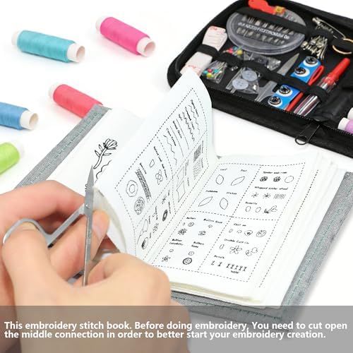 INDCOLOR 2026 Upgraded Embroidery Stitch Book Kit, 106 Patterns with Tools & Tutorials, 86 PCS Beginner Embroidery Kit, Portable All-in-One Hand Embroidery Book for Adults & DIY Craft Lovers - Image 4