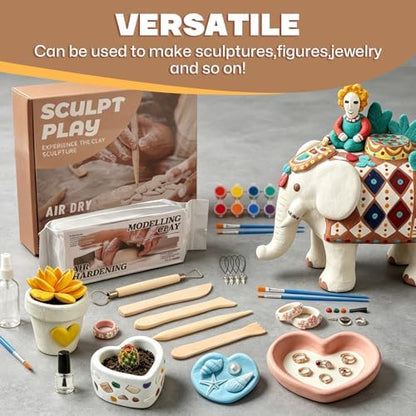 Air Dry Clay Kit for Adults, Complete Pottery Set for Beginners with Tools, Handmade Art Gifts for Women Men - Image 7