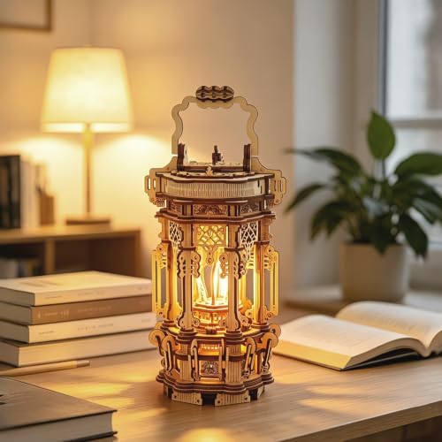 3D Wooden Puzzles for Adults, LED Light Lantern Building Model Kit by MakingLifeFunforCool