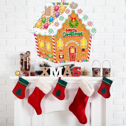 WovWeave DIY Felt Christmas Gingerbread House Decorations 3.1 x 2.9 ft - Image 6