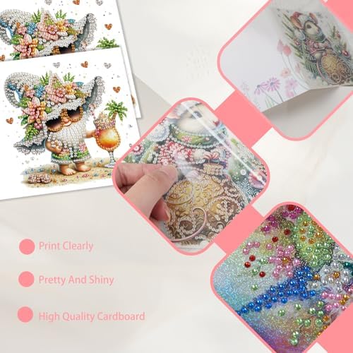 JISHSHAY 6 PCS Diamond Painting Greeting Cards Gnome Diamond Art Birthday Cards with Envelopes Gem Art Gem Painting Mosaic Kits for Adults for Thanksgiving Birthday Anniversary Valentine Festival - Image 5