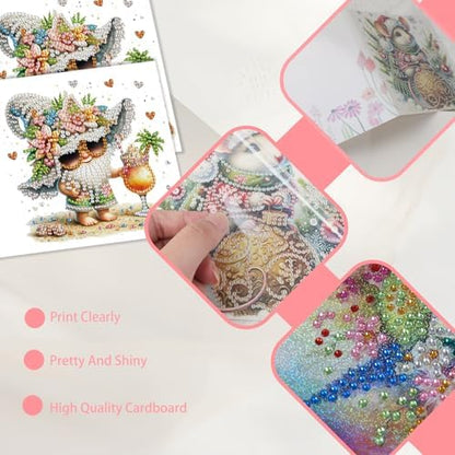 JISHSHAY 6 PCS Diamond Painting Greeting Cards Gnome Diamond Art Birthday Cards with Envelopes Gem Art Gem Painting Mosaic Kits for Adults for Thanksgiving Birthday Anniversary Valentine Festival - Image 5