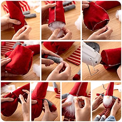 Threan 3 Set Gnome DIY Kit for Crafts Christmas Elf Gnome Plush Crafts Kit 3D DIY Sewing Project Handmade Ornaments Art Set Gifts for Adults Beginners Christmas Home Tree Table Holiday Hanging Decor - Image 3
