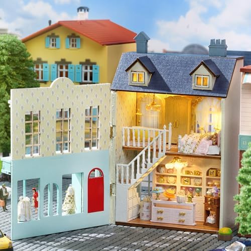 MAGQOO DIY Miniature Dollhouse Kit with Furniture 1:100 Scale Creative Room Mini Wooden Doll House Accessories DIY Miniature House Kit(Gift Shop) - Image 3