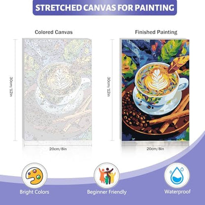 Framed Paint by Numbers Kit for Adults Beginner & Kids Ages 8-12, Coffee Theme Paint by Numbers with frame, without Easel, DIY Acrylic Number Painting for Adults for Home Decor Gift 8 x 12 Inch - Image 4