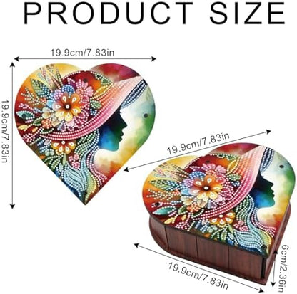 DIY Diamond Painting Storage Box Kit – Heart-Shaped Wooden Special Shaped Diamond Art Organizer, Decorative Gift Case for Jewelry, Accessories & Desktop Ornament (Elegant Lady) - Image 2