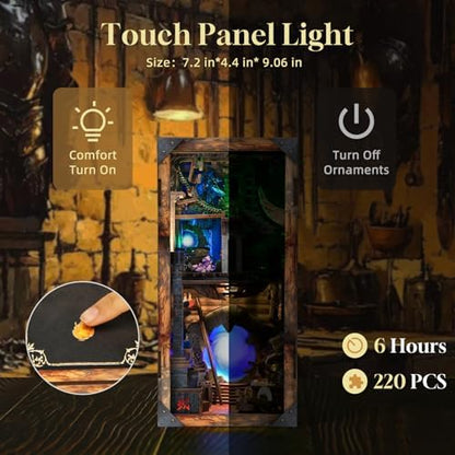 MiniCity Book Nook Kit, DIY Miniature Dollhouse Booknook Kit, 3D Wooden Puzzle Bookend Bookshelf Insert Decor with LED Light for Teens and Adults (Blade and Magic) - Image 4