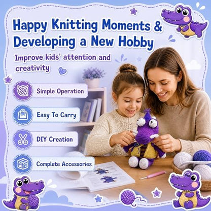 Crochet Kit for Beginners, DIY Crochet Amigurumi Craft Kit (Purple+Blue) - Image 2