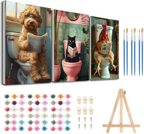 3 Pack Framed Paint by Numbers for Adult with Wooden Easel (8x12 inch) by MeothanDiamondPainting