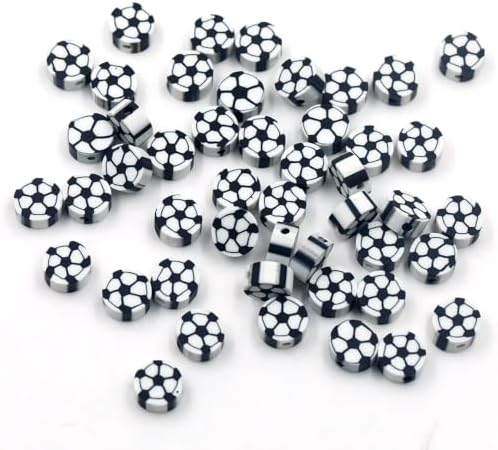 100 Pcs Soccer Ball Polymer Clay Beads Mixed Heishi Spacer Beads Supplies for DIY Bracelet Earring Necklace Jewelry Making by PEVOGON