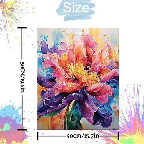 Flower Paint by Numbers Kit for Adults,Peony Adult Painting by Numbers for Beginner on Canvas,DIY Painting Kits for Home Wall Decor,Gifts (Flower4) - Image 2