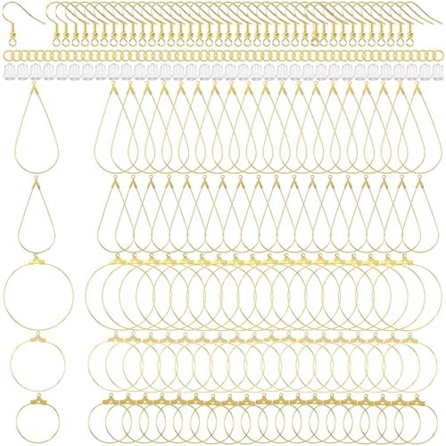 OIIKI 700pcs Hypoallergenic Earring Making Kit, Gold Plated Earring Hooks, Earring Beading Hoops, Clear Rubber Earrings Backs, Jump Rings for DIY Jewelry Making, Earring Making Supplies by OIIKI