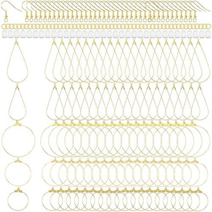 OIIKI 700pcs Hypoallergenic Earring Making Kit, Gold Plated Earring Hooks, Earring Beading Hoops, Clear Rubber Earrings Backs, Jump Rings for DIY Jewelry Making, Earring Making Supplies by OIIKI