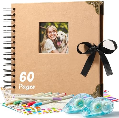 8 x 8 Inch Scrapbook Album 60 Pages with Scrapbooking DIY Kits. Window Photo Album with Scrapbook Tapes Stickers and Metallic Markers. Craft Memory Book for Wedding Baby Birthday Family Anniversary by Unknown