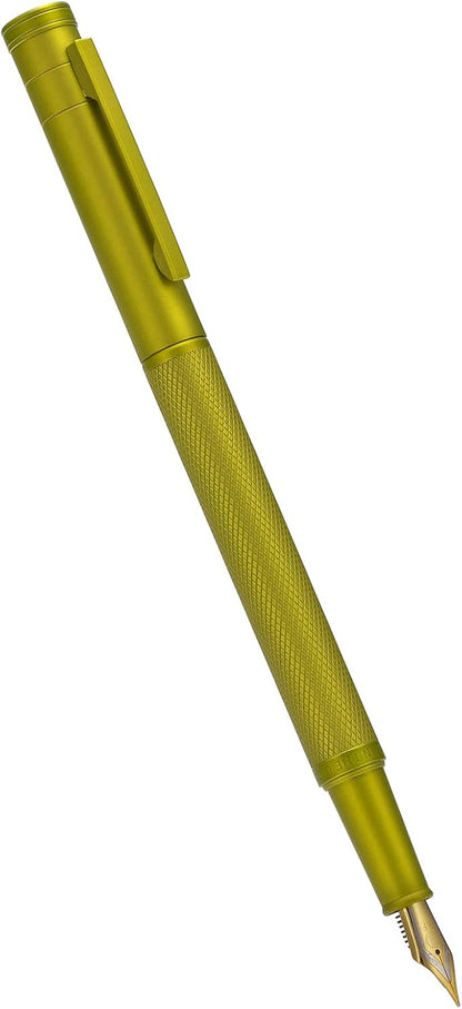 Asvine Mustard Yellow Forest Fountain Pen Fine Nib, Classic Design with Converter and Metal Pen Case, The Light of Hope Serise