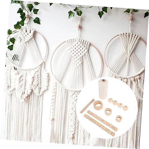 OUNONA 1 Set DIY Macrame Tapestry Kit Complete for Adults Includes Rope Beads Rings for Wall Art Decoration Crafting Fun for Beginners Enthusiasts - Image 4