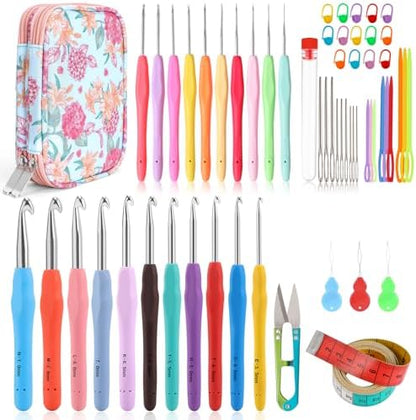 Vodiye 21 Sizes Ergonomic Crochet Hooks Set with Case, 0.5-10.0mm by Vodiye