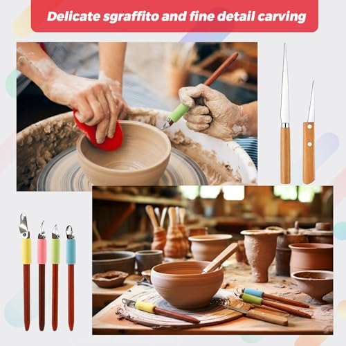 Leriton 4 Pack Pottery Carving Tools 5.9" Clay Sculpting Scrapers - Image 5