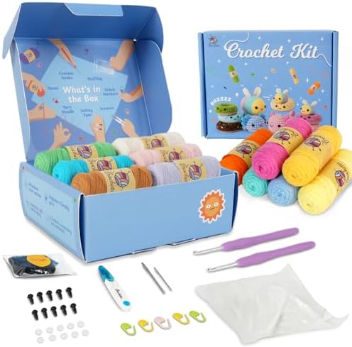 Crochetta Crochet Kit for Beginners, Crochet Kits with Step-by-Step Video Tutorials, Learn to Crochet Animal Kit for Adults Kids, DIY Craft Knitting Supplies, Monkey Amigurumi Gift(40%+ Yarn) by Crochetta