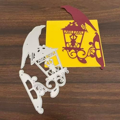 Halloween Crow Street Lamp Die Cuts for Card Making, Halloween Birds Cutting Dies for DIY Scrapbooking Photo Album Decorative Embossing Paper Dies for Card Making Templated by Unknown