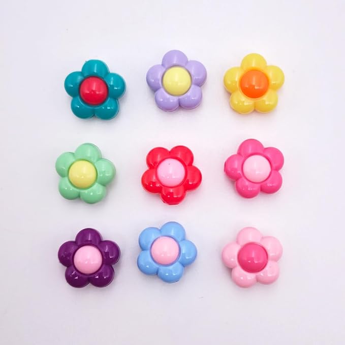 INSPIRELLE 100pcs Large Size Acrylic Flower Beads Cute 16mm Multicolor Beads for Jewelry Making and Crafting