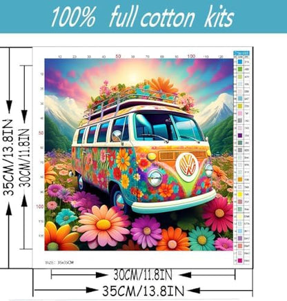 Flowers Cross Stitch Kits for Beginners Adults, Patterns Dimensions Needlepoint Art Crafts,Counted Cross Stitch Kits Embroidery Kits for Beginners Adults for Home Decor 13.8x13.8 inch - Image 2