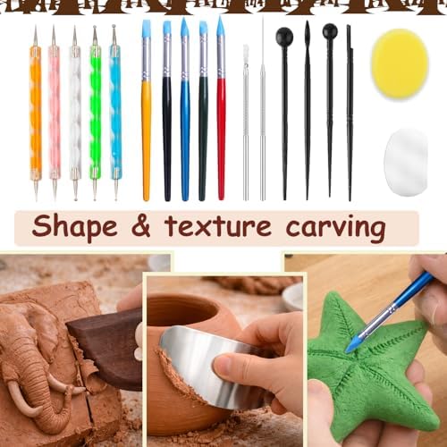 50PCS Clay Sculpting Tools Set with Storage Bag, Pottery Tools for Adult - Image 6