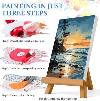 PRASIO Paint by Numbers Kit for Adults Beginner, Beach Paint by Number, DIY Acrylic Adult Paint by Number Kits on Canvas for Home Decor Gift 16x20 Inch - Image 4