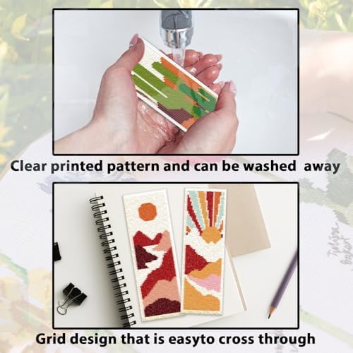 ACRNIGHEET 6PCS Cross Stitch Bookmark Kit for Beginner Boho Abstract Landscape Stamped Cross Stitch Kits for Adults Crossstitch Kits Adult Bookmarks with Instructions Hand Embroidery Craft Gift 11CT - Image 3