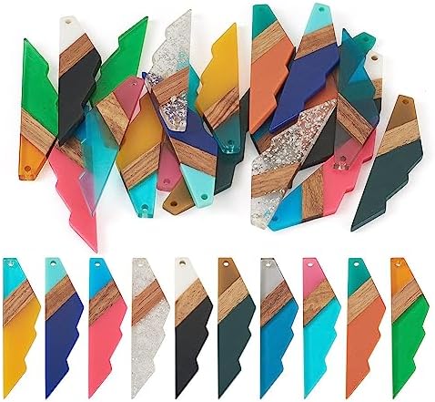 FASHEWELRY 20Pcs Natural Resin Wood Charms 3 Tone Wooden Earring Blanks Geometry Jagged Shaped Wood Earring Charms Mixed Color Earring Findings for Jewelry Making - Image 7