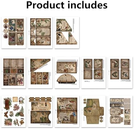XINPOCUT Autumn Diary Folio Junk Journal Kit,Folio Booklet Craft Kit, Junk Journal Kit, Scrapbooking Supplies, Journaling Decor, Mini Folio Writer Folder Project, Arts & Crafts Gifts - Image 5