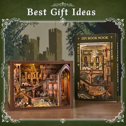 MiniCity Robin Hood Escape Book Nook Kit, Wooden Miniature House with LED - Image 6