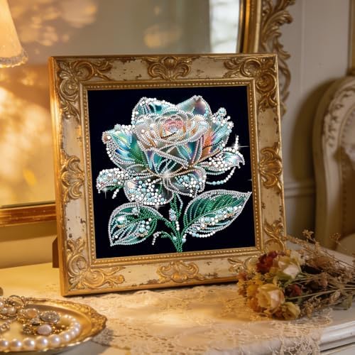 jinglinhh Rose Flowers Special Shaped DIY Diamond Art Painting Kit for Adults Beginners, Partial Drill Crystal Rhinestone Gem Art Craft Home Wall Decor 30x30cm - Image 4