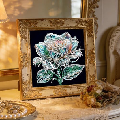 jinglinhh Rose Flowers Special Shaped DIY Diamond Art Painting Kit for Adults Beginners, Partial Drill Crystal Rhinestone Gem Art Craft Home Wall Decor 30x30cm - Image 4