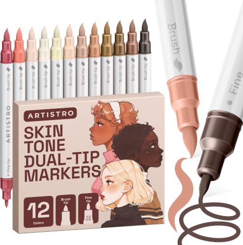 ARTISTRO 12 Skin Tones Dual-Tip Acrylic Paint Marker Pens for Drawing by ARTISTRO