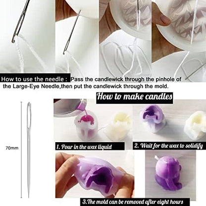 2PCS Lotus Sphere Candle Molds with Mold Punch Needle Large-Eye Wicking Needle for Candle Making Lotus Flower Ball Mold for Decoration Scented Candle DIY Clay Craft Soap Flower Specimen - Image 3
