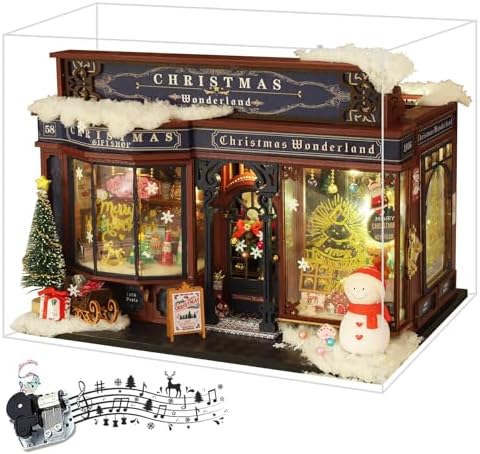 fifijoy Christmas Miniature Dollhouse Kit, DIY Dollhouse Miniature House Kit for Adults, Tiny House Kits Mini Model Building Sets with Music (Christmas Wonderland) by fifijoy