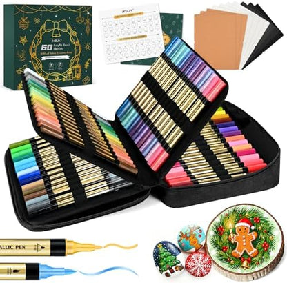 IVSUN 30 Metallic & 30 Regular Colors Dual Tip Acrylic Paint Markers by IVSUN