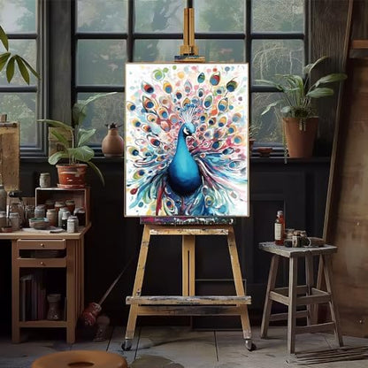 Natuyalo Paint by Numbers for Adults - DIY Adult Paint by Number Kits Painting on Canvas Colorful Peacock Painting by Numbers for Beginners, Animal Art Craft Kits for Adults (16x20 Inch) - Image 4