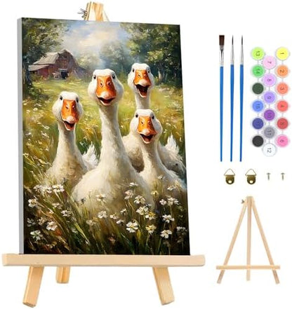 MAXBYE Animals Framed Paint by Numbers Kits for Adults with Wooden Easel, Easy Adult Paint by Number Kits on Canvas, DIY Oil Paintings for Beginners Gift Home Wall Decor 10×14 Inch by MAXBYE