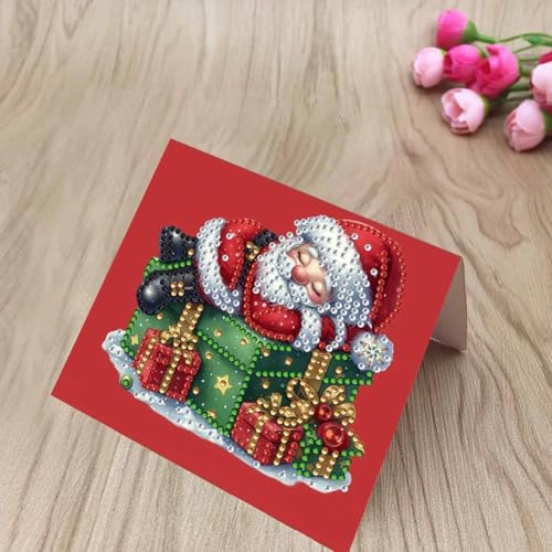 10 Pack 5D DIY Diamond Painting Christmas Greeting Card Kit, Diamond Art Birthday Holiday Greeting Card, Art Crafts Kit Creative with Envelope - Image 4