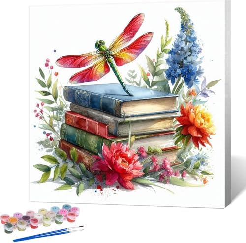 VIGEGU Insect Paint by Numbers Kit for Adults Beginner,Book Paint by Number DIY Flower Adult Paint by Number Kits for Home Decor 10x10 inch by VIGEGU