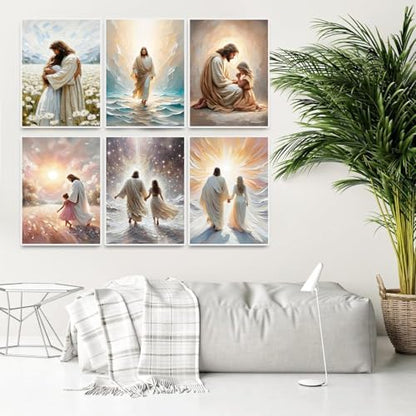 6 Pack Jesus Paint by Numbers Kit for Adults Framed Canvas, Frameworkless - Image 2