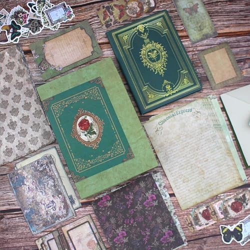 Diuhofart Vintage Scrapbooking Supplies Kit, 185pcs Junk Journal Kit with Scrapbook Paper Sticker Aesthetic Notebook Scrapbook Kit, Art Craft DIY Gift for Adult Women - Image 4