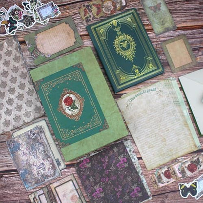 Diuhofart Vintage Scrapbooking Supplies Kit, 185pcs Junk Journal Kit with Scrapbook Paper Sticker Aesthetic Notebook Scrapbook Kit, Art Craft DIY Gift for Adult Women - Image 4