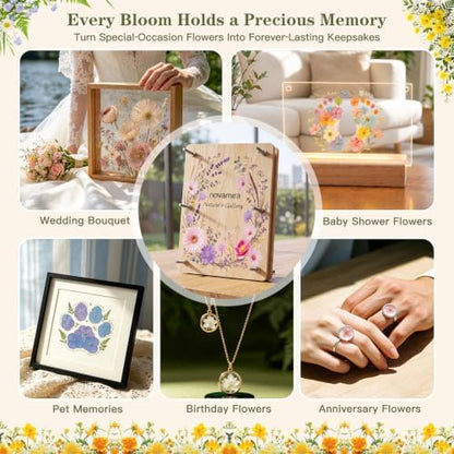 Novamira Wooden Flower Press Kit, Complete Pressed Flower Craft Supplies - Image 3