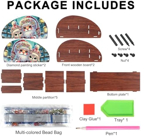Christmas Diamond Painting kits Organizer Box, Diamond art DIY Santa Claus Special Shape Diamond Partial Mosaic Handmade Making Kit Organizer Box, Home Dining Living Room TableTop Art Decoration - Image 3